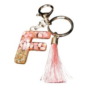 Initial Keychain with Tassel Bag Charm “F” NIP